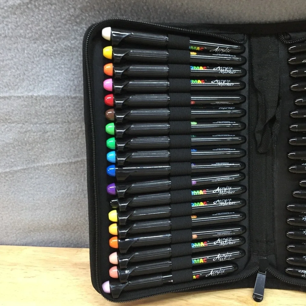 POMAC 36 Colors Acrylic Marker Set with Zippered Carrying Case Art Supplies